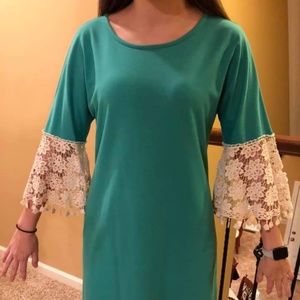 Uncle Frank Crochet Bell sleeve dress sz small.